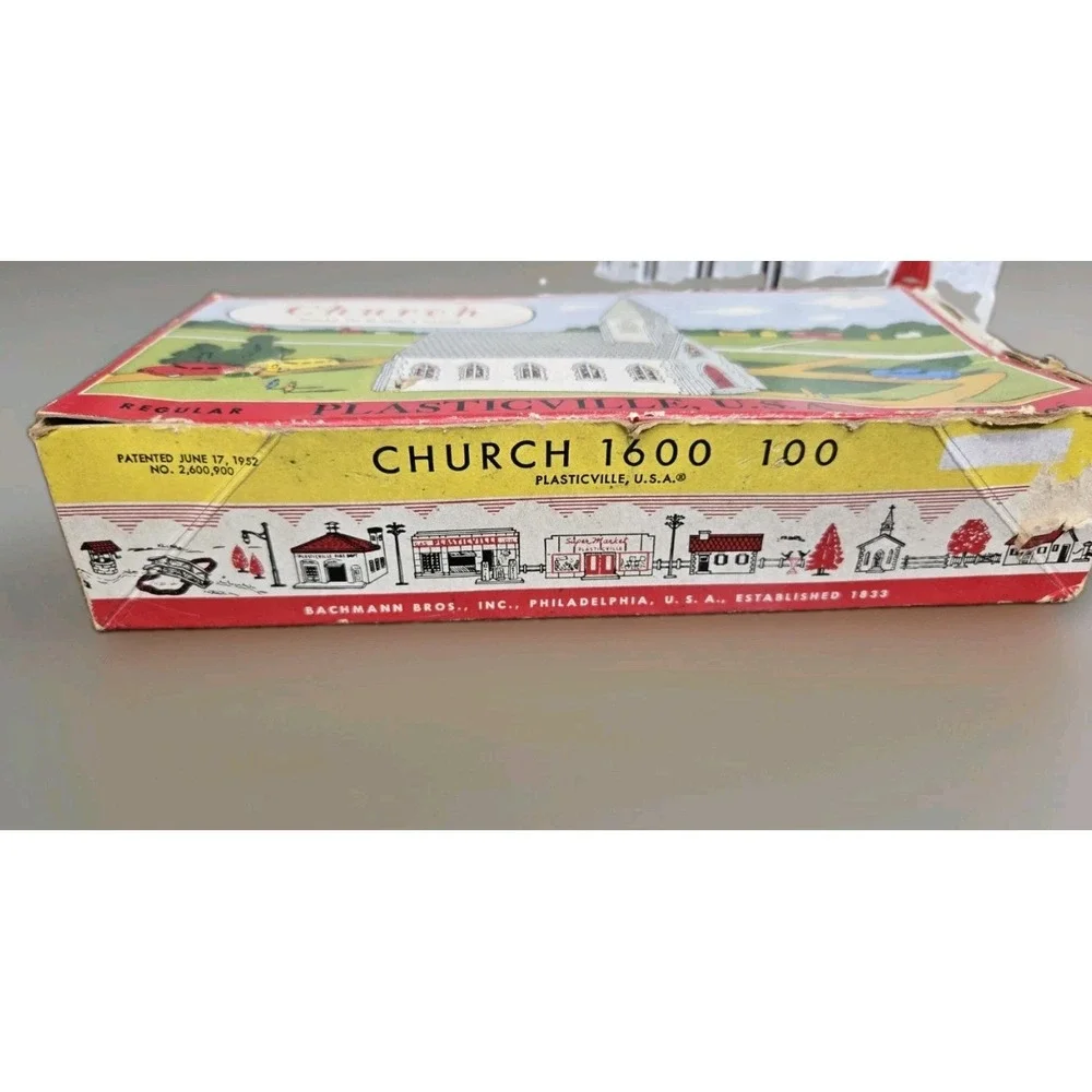 Vintage Bachmann Plasticville USA Church 1600-100 O S Gauge Original Box Train